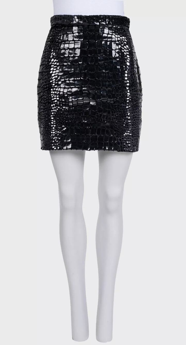 Saint Laurent Black Croc Mini Skirt - Size38